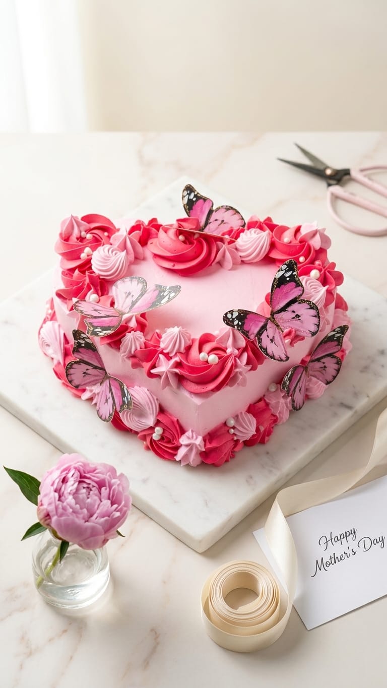 Pink butterfly theme cake